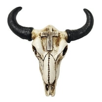 Dayesque Artistic Resin Bull Head Sculpture Mini Wall Hanging Cross Southwestern Cow Skull Decor Rustic Mini Wall Cow Skull Decor for Farmhouse