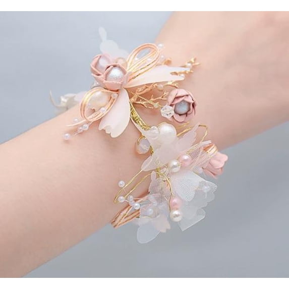 WEUVEB Stylish Floral Wristlet Bracelet for Bridesmaids, Wedding Jewelry Accessory, Ideal for Special Events and Decorative Wear