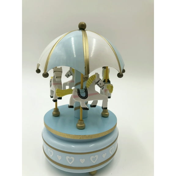 WEUVEB Sky Wooden Carousel Music Box with Rotating Design for Home Decor and