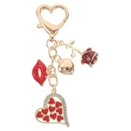 Dayesque Cute Heart Keychain for Girls, Alloy Bag Charm for Handbags, Purse Accessories, Adorable Rose Keychain Charm
