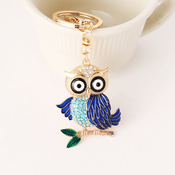 WEUVEB 1Pack Rhinestone Owl Keychain Bag Keyring Pendant Jewelry Style for Women Daily Use