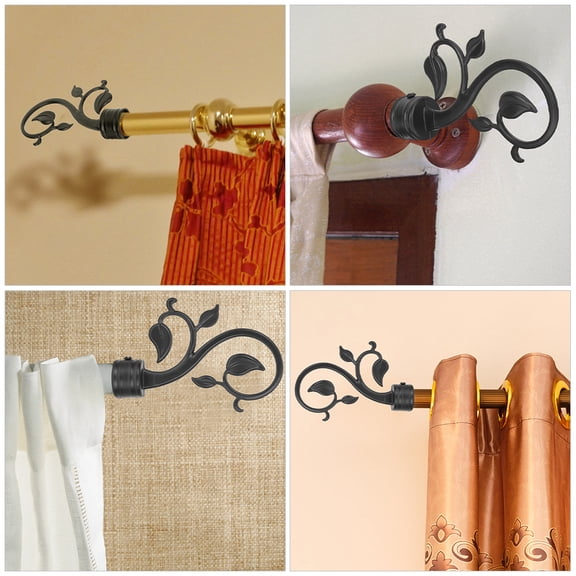 Dayesque Black Decorative Curtain Rod End Caps, Finials for Curtain Rod Decor, Curtain Rail Ends, Plugs, and Stylish