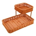 thumbnail image 1 of WEUVEB Brown Plastic Woven Storage Tray with Layered Design, Multi-Purpose Organizer for Home, Office, Easy to Clean, 1 of 8