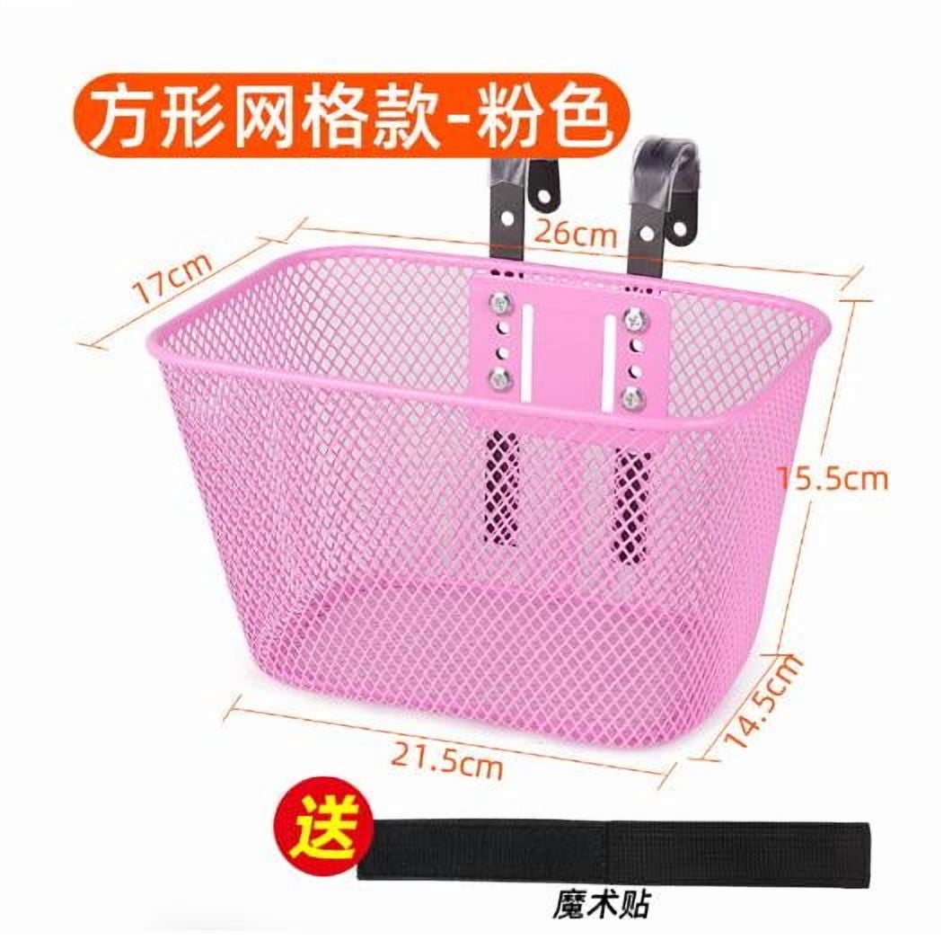 WEUVEB Versatile Pink Metal Wire Front Bike Basket for Everyday Handlebar Use