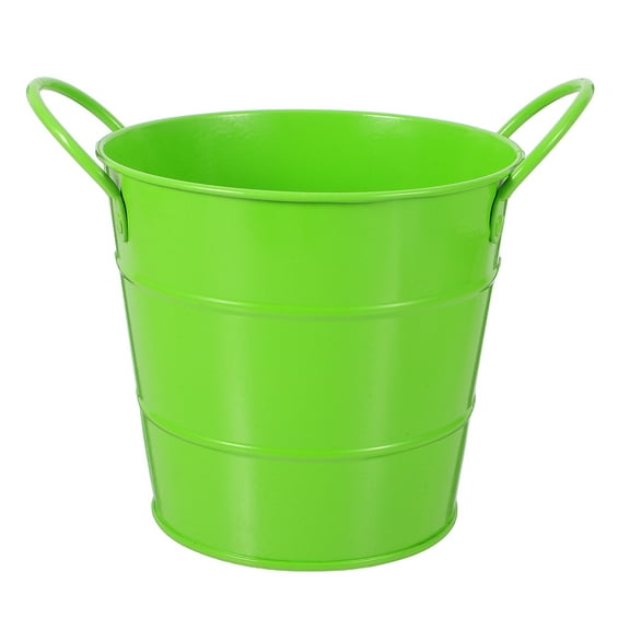 WEUVEB Galvanized Trash Can Green Metal Desktop Storage for Home and Office