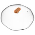 thumbnail image 1 of WEUVEB Universal Tempered Glass Wok Lid Replacement, Transparent Pan Cover for Kitchen Cooking and Heat Retention, 1 of 9