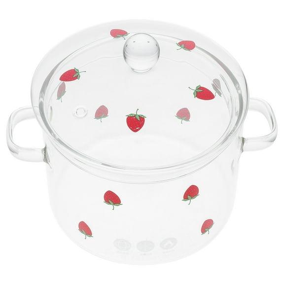 Dayesque Heat Resistant Glass Cooking Pot With Cover Clear Glass Cookware Double Handle Stewing Pot For Soup 1900ml Clear Serving Bowl For Boiling And Simmering