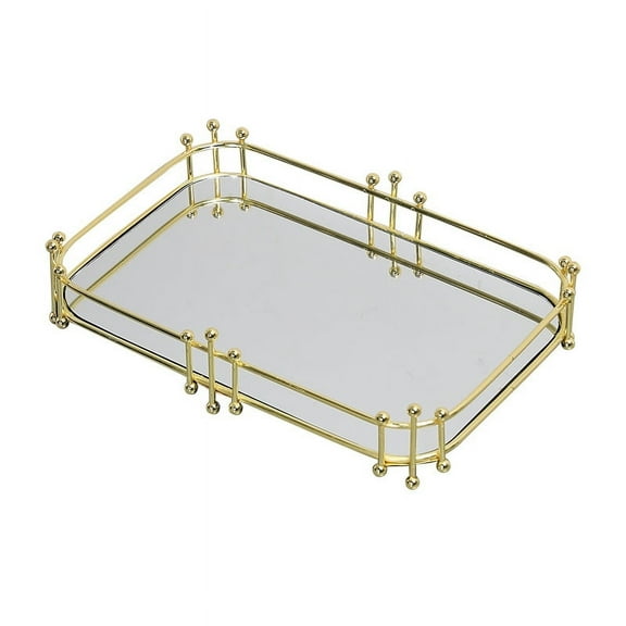 WEUVEB Iron Vanity Tray for Home Countertop Makeup Organizer, Metal Storage Tray for