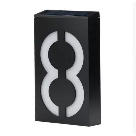 WEUVEB Solar Powered House Number Black ABS Outdoor Use for Home