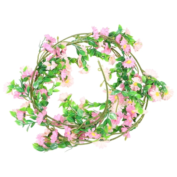 WEUVEB Daisy Flower Garland Pink Silk Flowers 1Pcs 82.7X1.8X1.8In