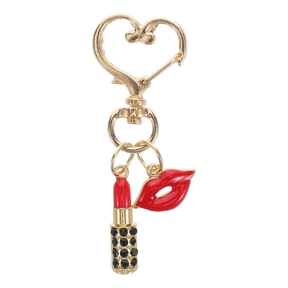 WEUVEB Lipstick Charm Keychain Metal Heart 1Pcs Back to School