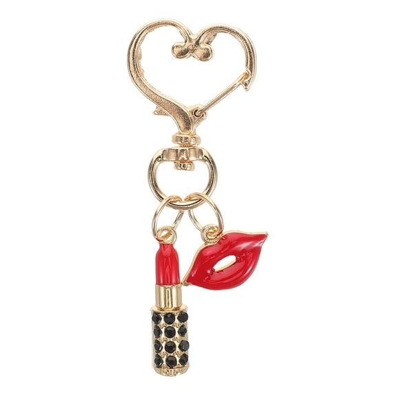 WEUVEB Lipstick Charm Keychain Metal Heart 1Pcs Back to School