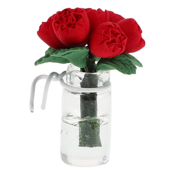 WEUVEB Compact Plastic Rose Vase for Car Interior Decoration, Small Decorative Sculpture, and Stylish Car Accessory