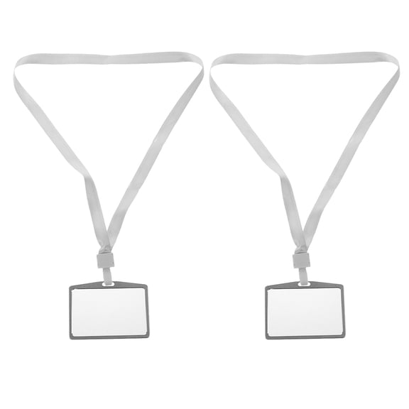WEUVEB 2-Pack Aluminum Alloy ID Card Holder with Lanyard, Secure Badge Protector for Office, Work, and Events