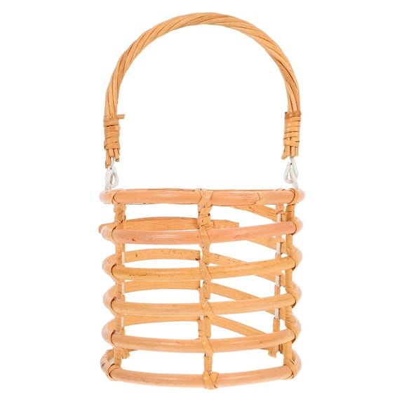 WEUVEB Home Decor Woven Rattan Lantern Beige Iron 1Set