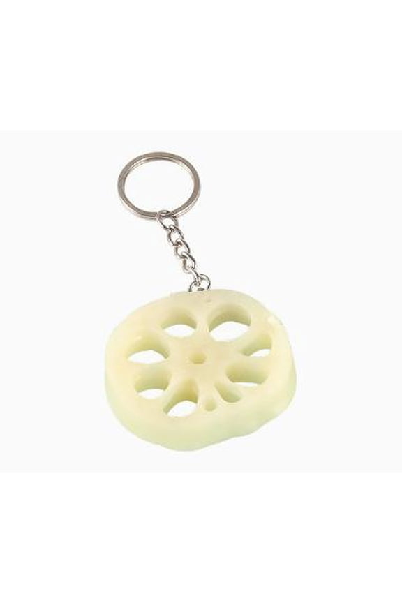 Car Key Chains for Mens Lotus Root Keychain Beige PVC 1Set