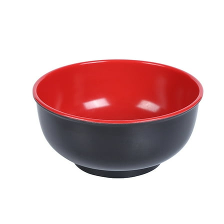 WEUVEB Japanese Style Noodle Soup Bowl Multipurpose Red Black Plastic Ramen Bowl