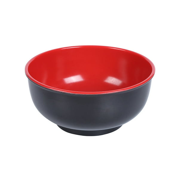 WEUVEB Japanese Style Noodle Soup Bowl Multipurpose Red Black Plastic Ramen Bowl