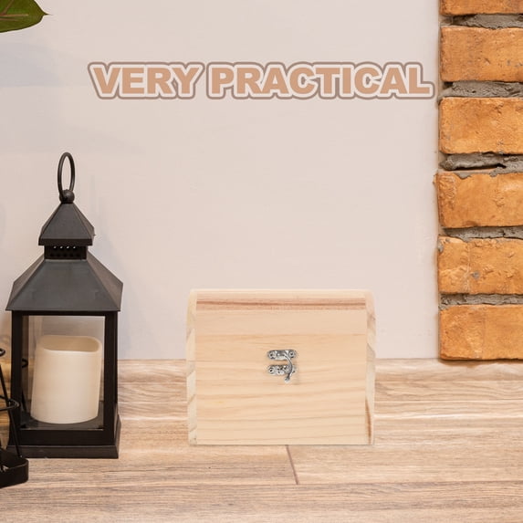 Dayesque Wooden Jewelry Box with Hinged Lid, Unfinished Decorative Keepsake Chest for Home Storage and Organization