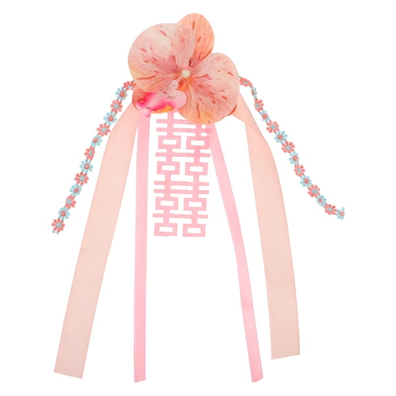 WEUVEB Ribbon and Silk Flower Car Decorations for Wedding Vehicle Handles and Rearview Mirrors Elegant Car Accessories