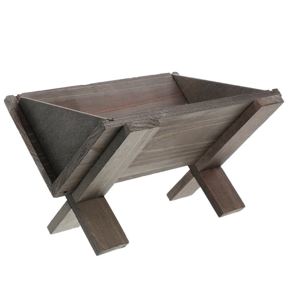 Dayesque Wooden Nativity Manger with Baby Jesus Figurine for Christmas Party Props and Church Nativity Scene Holiday Photo Decor