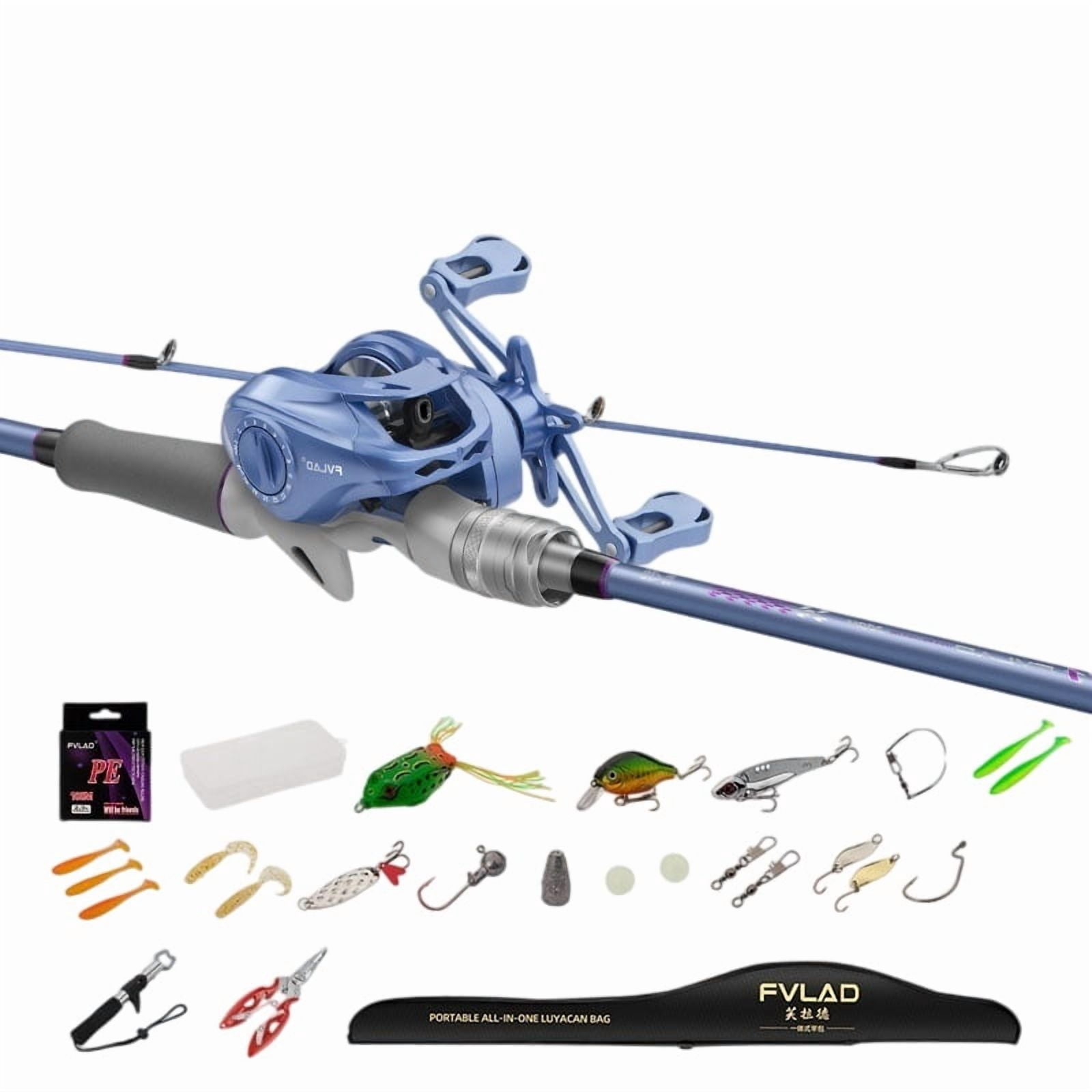 Dayjoy Baitcasting Fishing Rod and Reel Combo Set with Tackle Bag ...