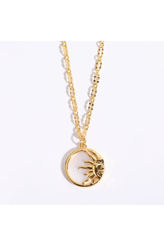 Sun Necklace - 18K Gold Plated Brass with Natural Shell (Fashion Jewelry)