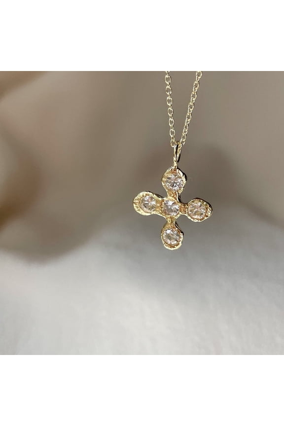 Vintage Baroque Zircon Cross Necklace - Ruby Red Crystal, Gold Plated Aesthetic Gift