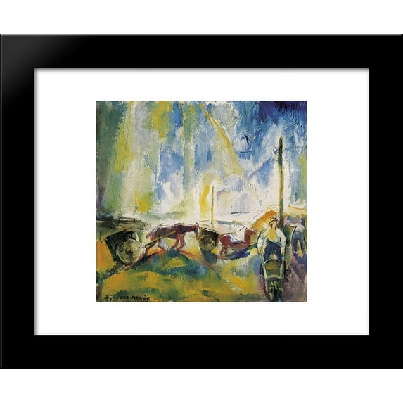 Daylabourers with Wheelbarrows 20x24 Framed Art Print by Vilmos Aba-Novak