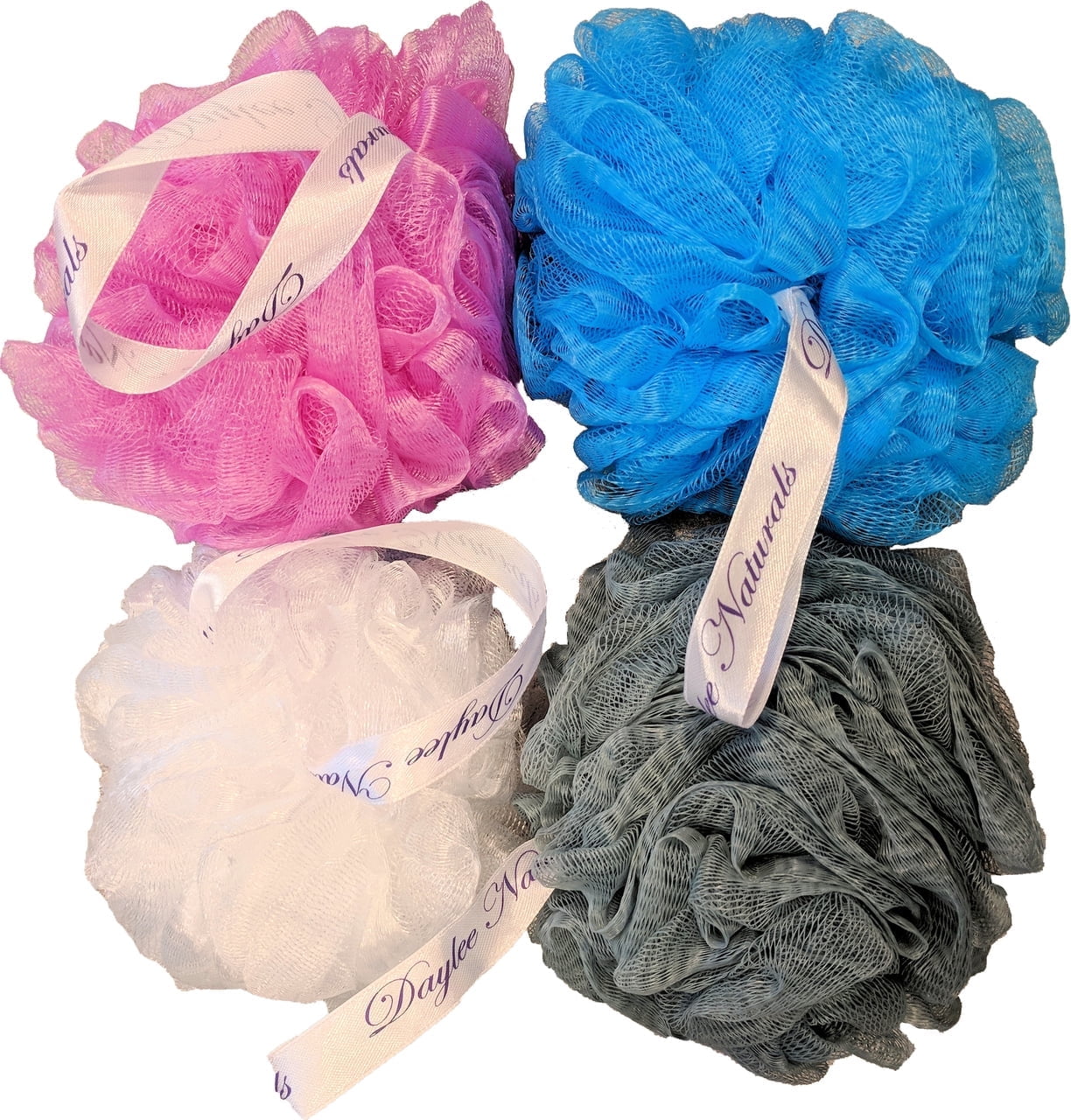 Daylee Naturals Large 60g Eco Mesh Bath Pouf Sponge 4 Pack