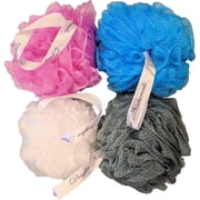 Daylee Naturals Bath Poufs Eco-Friendly Exfoliating Nylon 60g Pouf with Pouf Sponge, Multicolor (4 Pack)