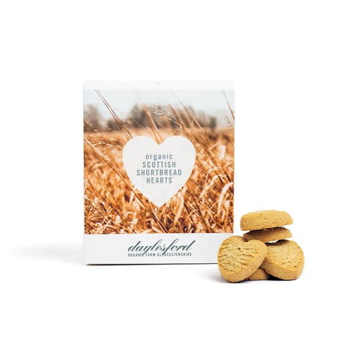 Daylesford Organic Scottish Mini Shortbread Hearts 125g, British Import (Pack of 2)