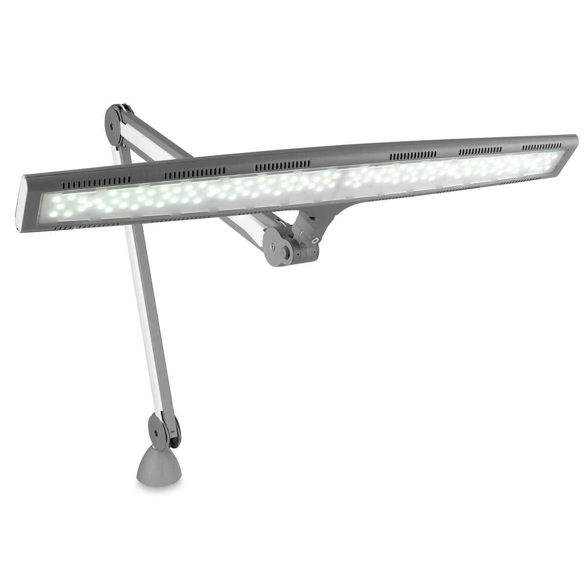 Dark Grey and White LED Clamp Task Lamp with Extra Long Reach