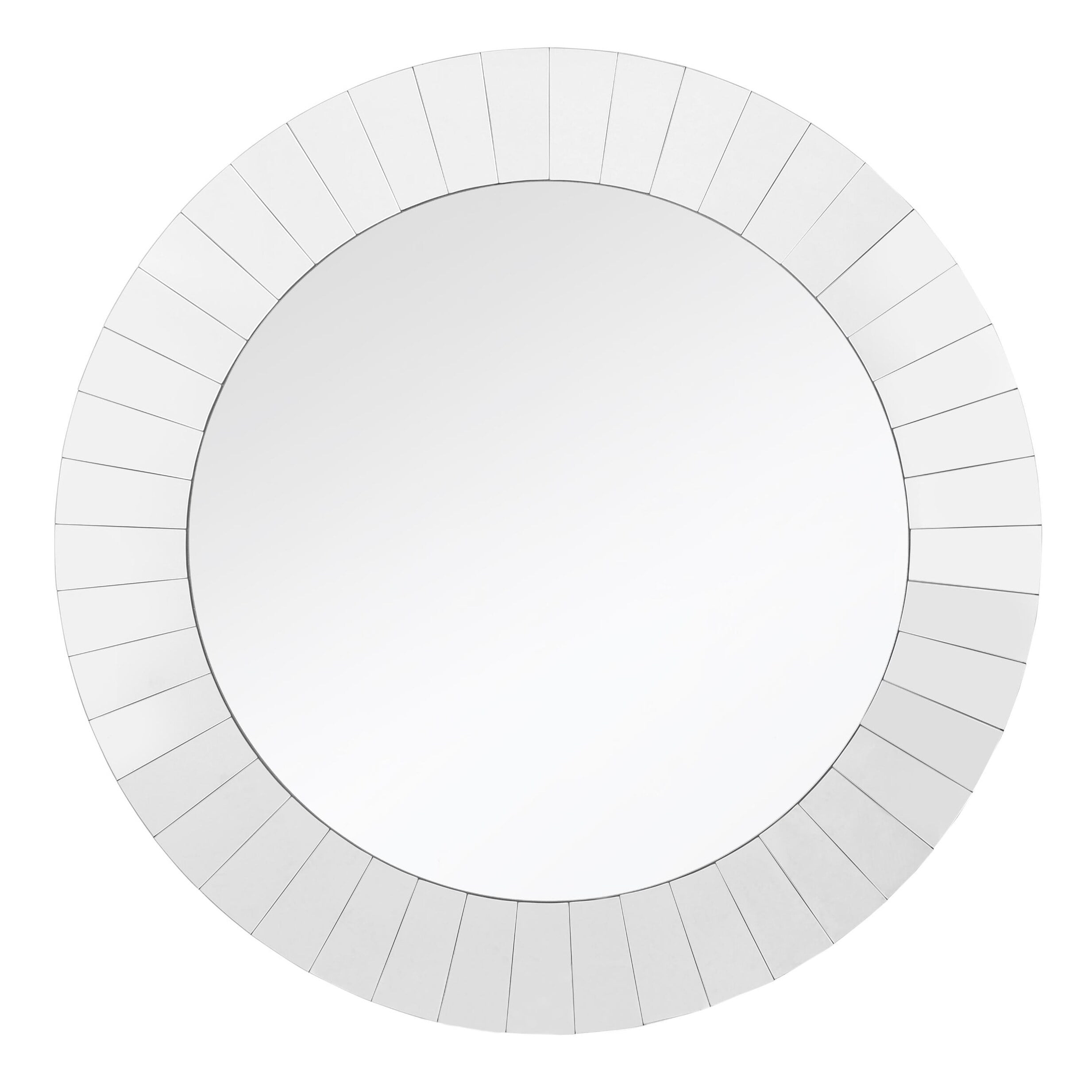Sunburst Silver Rectangular Fringe Round Wall Mirror