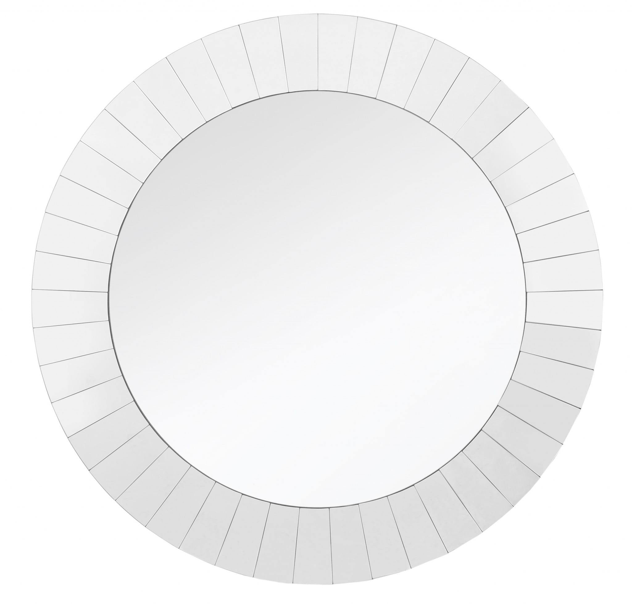 Sunburst Silver Rectangular Fringe Round Wall Mirror