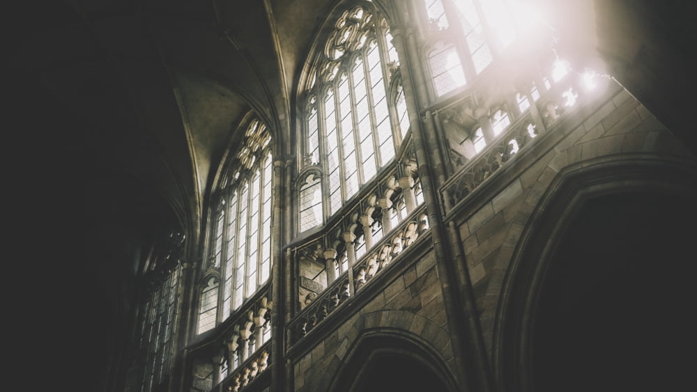 Daylight through the windows of St Vitus Cathedral at Prague Castle Prague Czech Republic Canvas Art - Robert Schenck Design Pics (20 x 11)