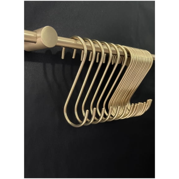 DaylyFav 20 Pack Solid Brass S Hooks for Hanging - Gold Kitchen Pot Rack Hooks