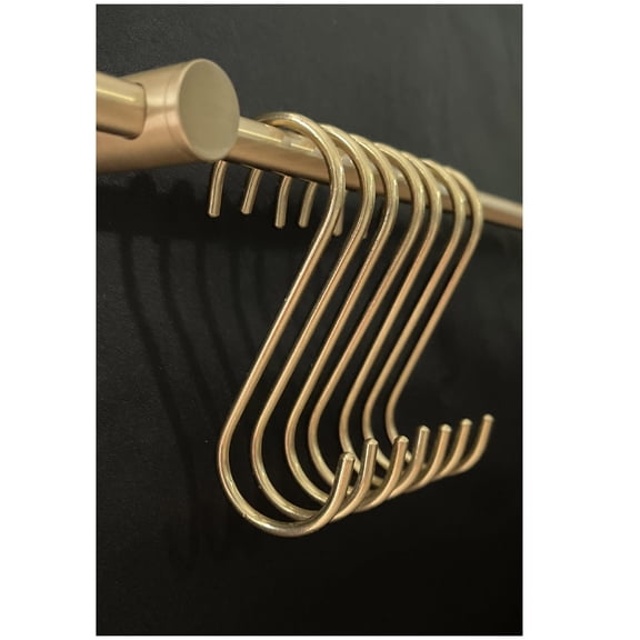 DaylyFav 6 Pcs Solid Copper Brass Gold S Hooks for Hanging - Kitchen Pot Rack Hooks