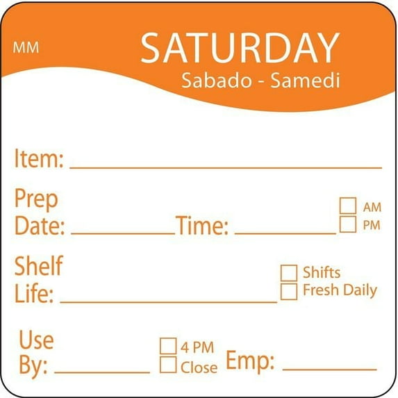 Daymark Day Label,Orange,PK500 1122126