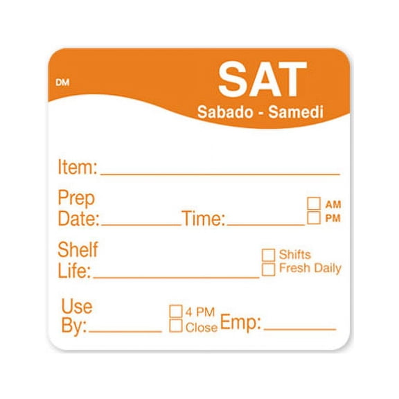 Daymark Safety Systems Shelf Life Saturday Label 250roll (PACK OF 12)