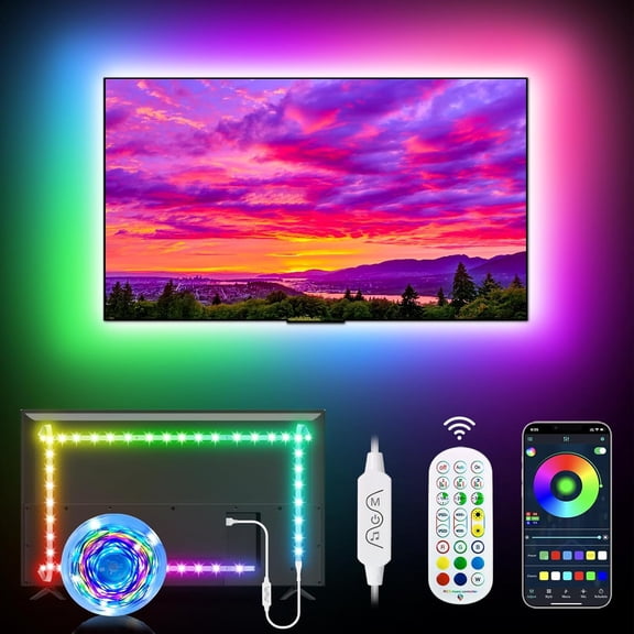 Daymeet RGB 9.84ft LED Strip Lights for 32-43in TV, Dreamcolor Music Sync TV Backlight Color Changing, APP Remote Control Home Gaming Room & Xmas Decor