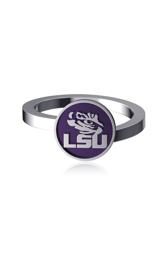 LSU Tigers Bypass Enamel Silver Ring