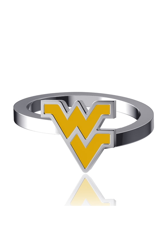 West Virginia Mountaineers Bypass Enamel Silver Ring