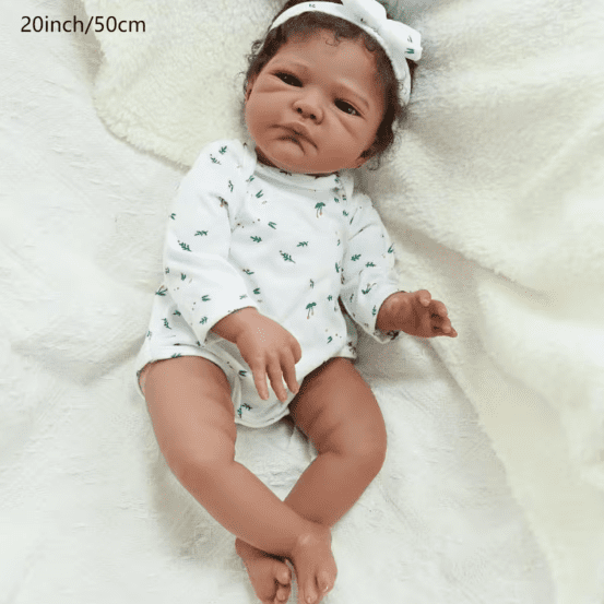 Dayoff kids 20 Inch Sleeping Reborn Baby Doll, African American,Vinyl Material For Kids Age 3+(No Accessories)