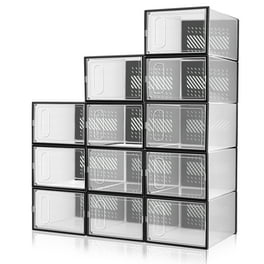 DWVO 12Pcs XL Shoe Box Stackable Storage Plastic Sneaker Organizer Big Cases Walmart