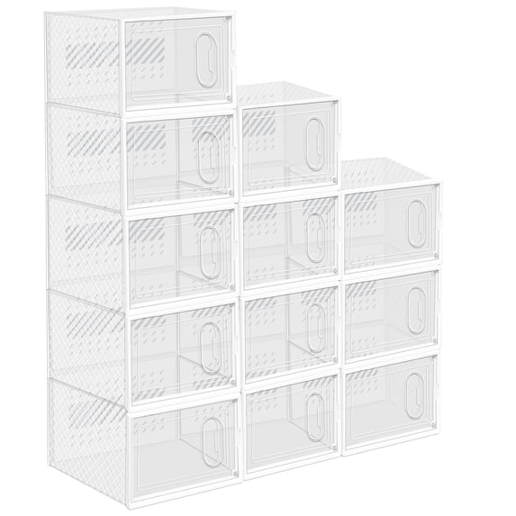 Dayooh Clear Stackable Shoe Storage Boxes, Magnetic Door, Foldable, For ...