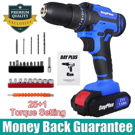 Dayplus 21-Volt drill 2 Speed Electric Cordless Drill/Driver Screwdriver with 29PC Bits Set