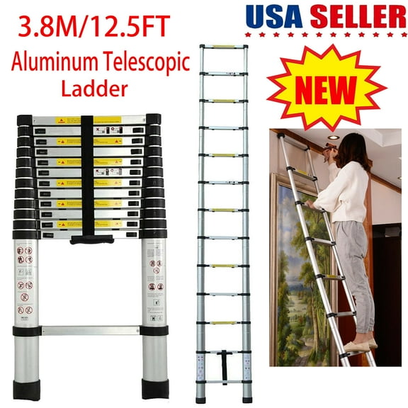 Dayplus 3.8M Extension Telescopic Ladder Multi-purpose Aluminum Alloy Straight Ladder US