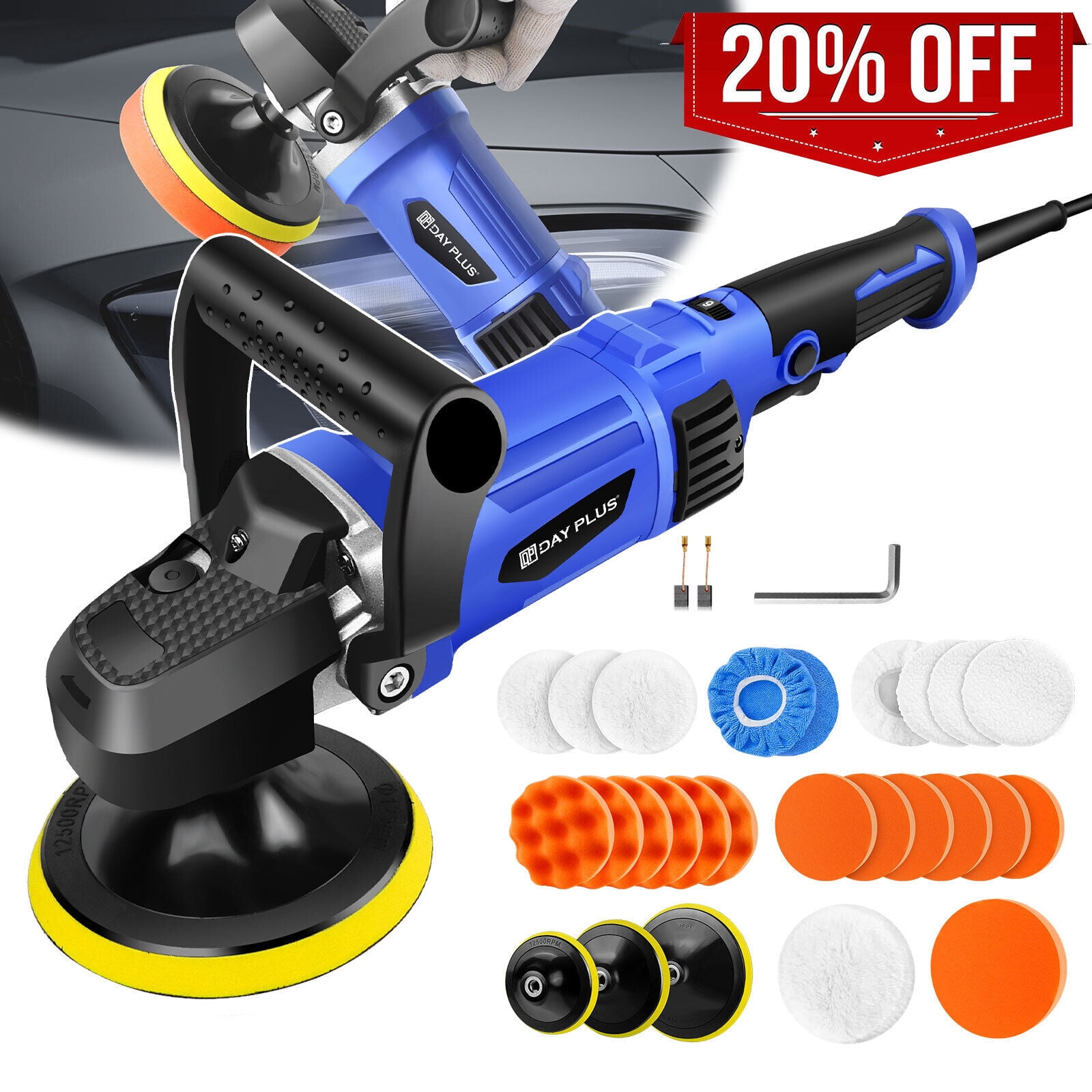 Dayplus 3500PRM 7" Electric 6 Variable Speed Car Polisher Machine Buffer Sander