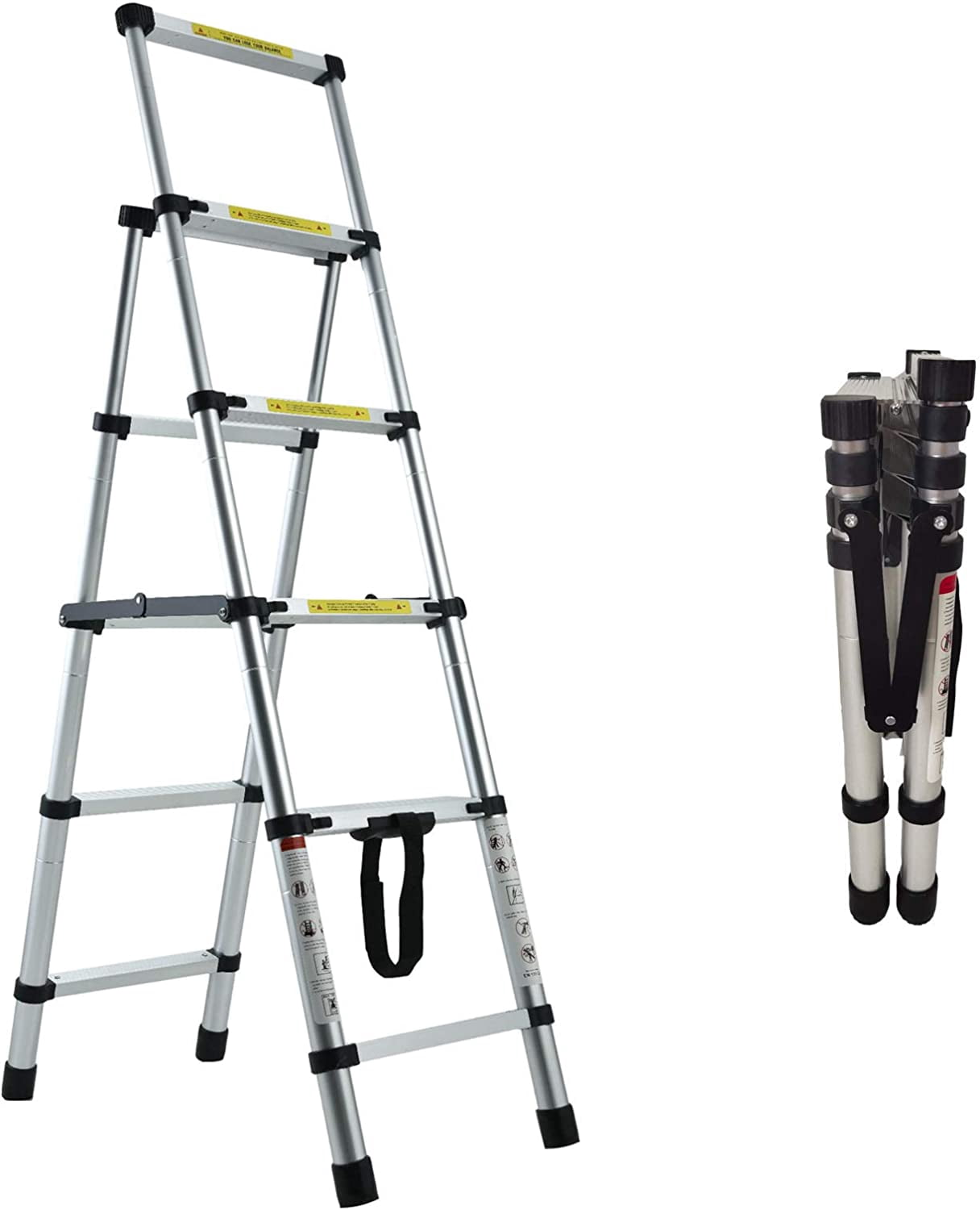 Dayplus 4+5 A-Frame Stepladder Aluminum Folding Telescoping Ladder 